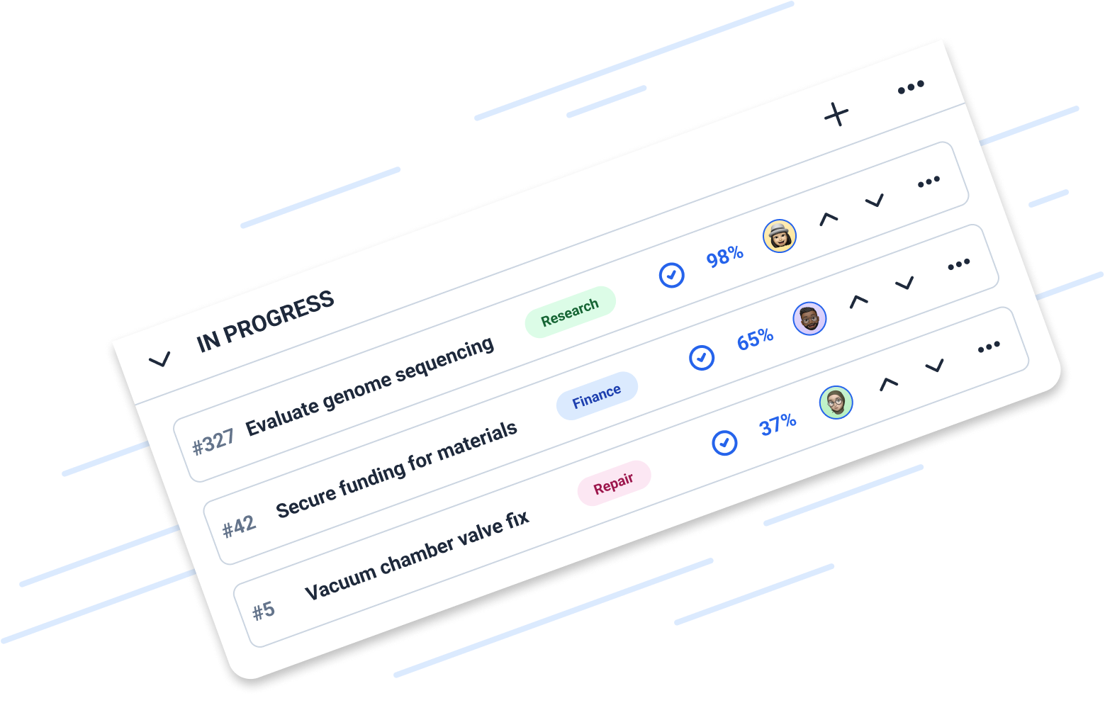 An illustration showing the look and feel of tasks in Projectify's user interface