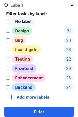 A illustration showing the label context menu used in Projectify