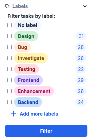 A illustration showing the label context menu used in Projectify